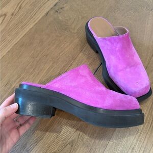 Eckhaus Latta Zoe Pink Suede Clog/Mule 38